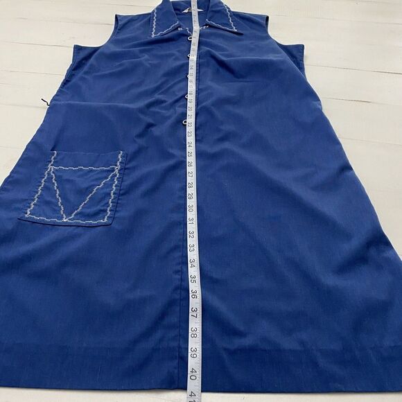 Vintage Ship N Shore Blue Collared Quarter Button Mod Go-Go House  Dress SIze 40 - Picture 11 of 11